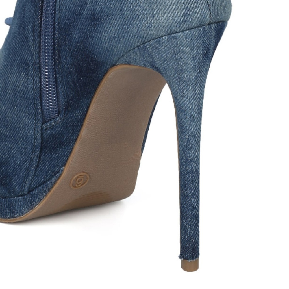 CLEARANCE Denim Lace Up Stiletto Bootie - Picture 3 of 3